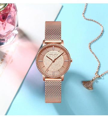 Top Luxury Brand Elegant Diamonds Crystal 1set Bracelet Watch -  Quartz Rhinestones Ladies Fashion Casual Watches